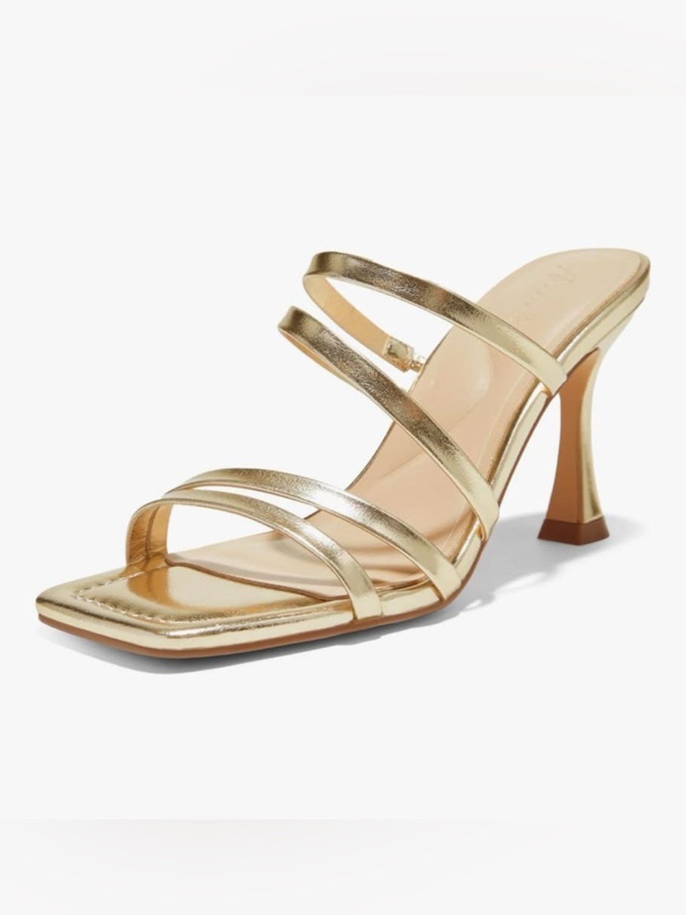 Arromic Women's Heels Square Open Toe Slip on Heeled Sandal Gold size 9.5 new!